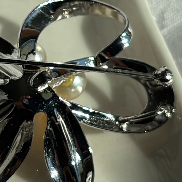 STERLING SILVER PEARL & RHINESTONE BROOCH COLLECTION - Picture 9 of 11